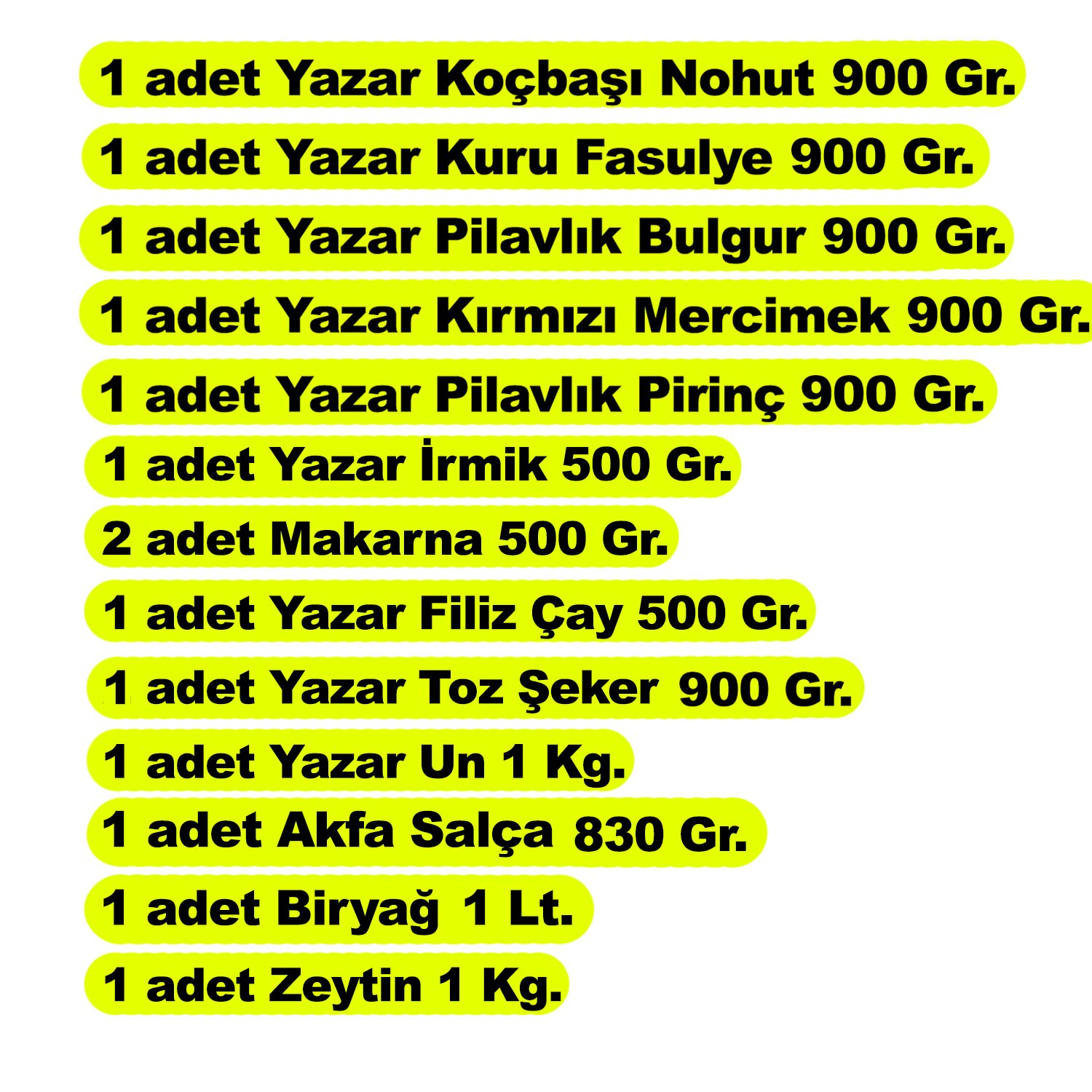 Yazar Ramazan Kumanya Gıda Kolisi Yardım Paketi 13 Parça 11,4 Kg